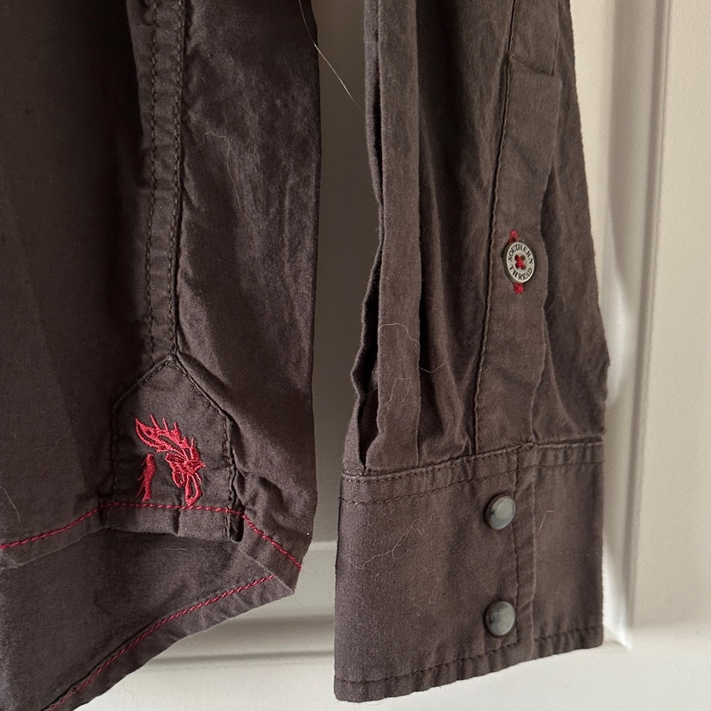 Men's Brown Western Pearl Snap Shirt - Picture 6 of 6